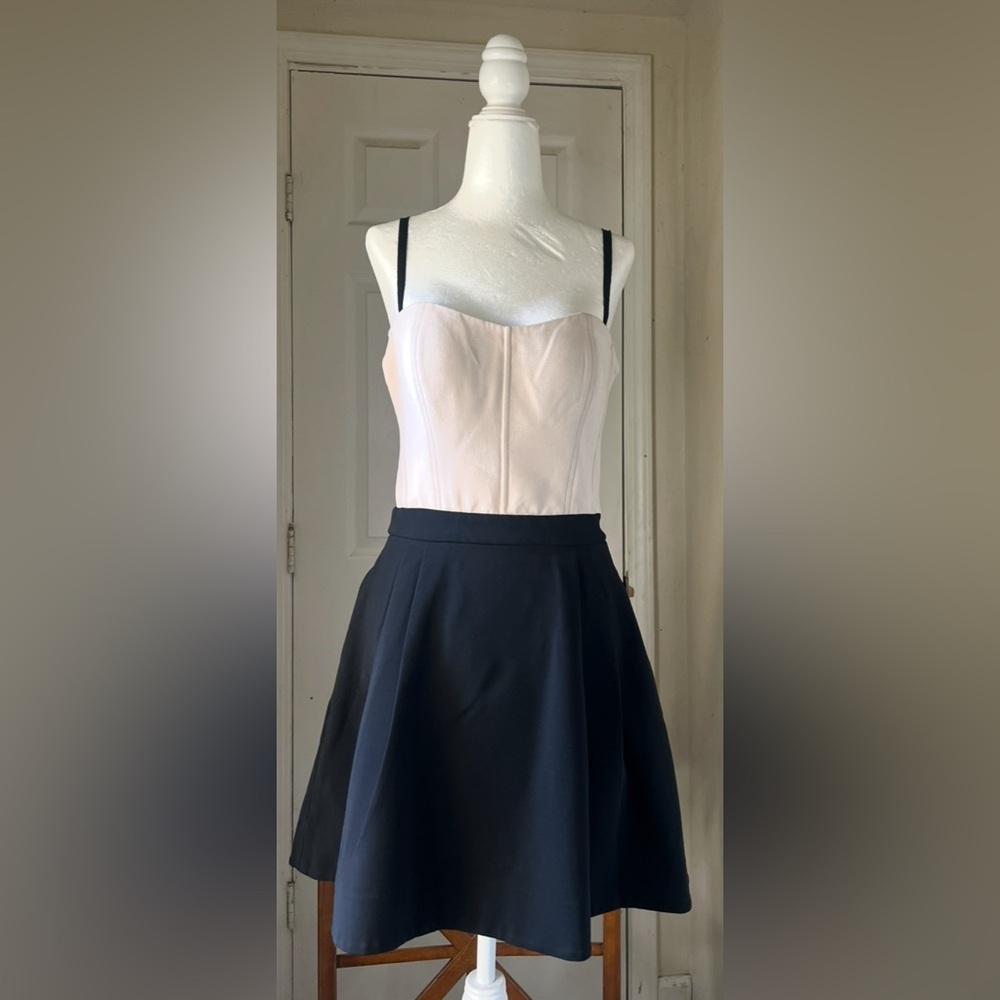 Diane Von Furstenberg Black and Cream Strapless Dress